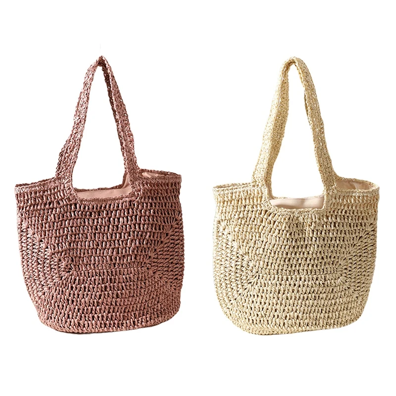 

Bohemia Straw Bags For Women Shoulder Bag Wicker Woven Rattan Bags Boho Travel Beach Bag Large Capacity Tote Purse