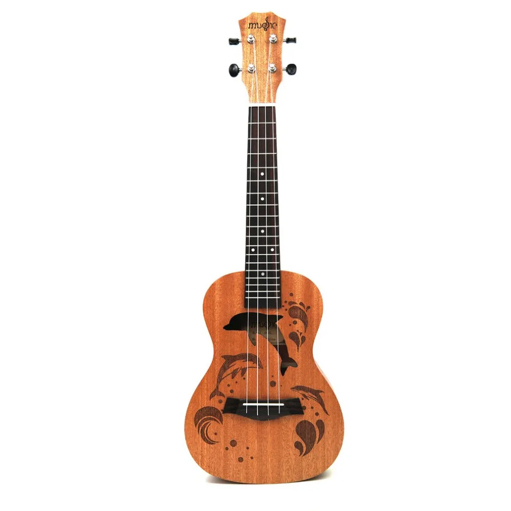 

21 Inch Professional Sapele Dolphin Pattern Ukelele Guitar Mahogany Neck Delicate Tuning Peg 4 Strings Wood Ukulele Gift New Hot