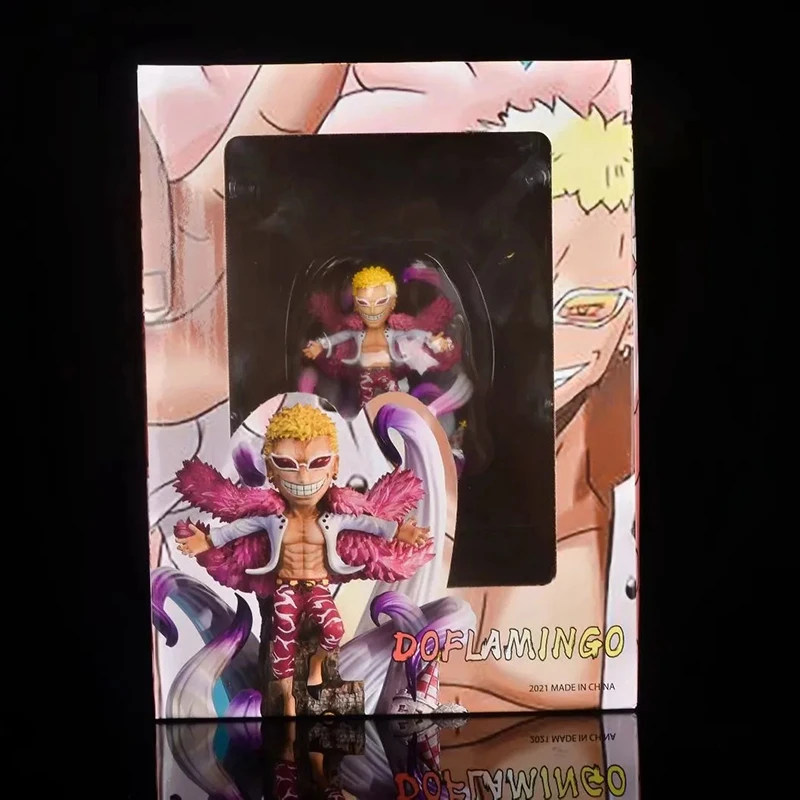 

14cm Anime One Piece Charlotte Katakuri Donquixote Doflamingo Action Figure PVC Scenes Collection Model Dolls Toys for Gifts
