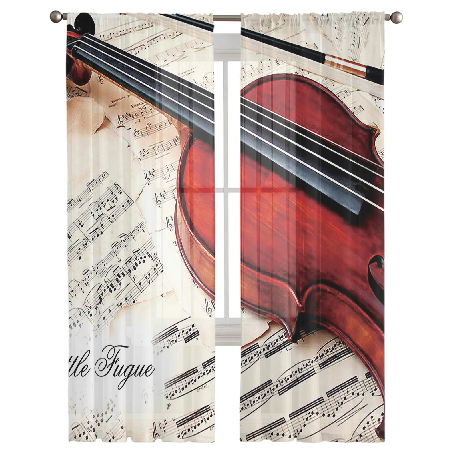 Скрипка на листе музыкальная оконная занавеска Современная драпировка для