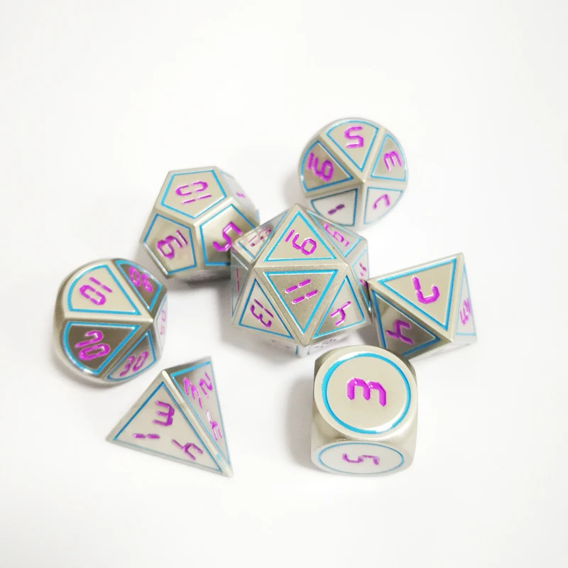 7 шт./компл. Творческий ролевые игры в кости D&D металлические игра Dnd жемчуг Никель