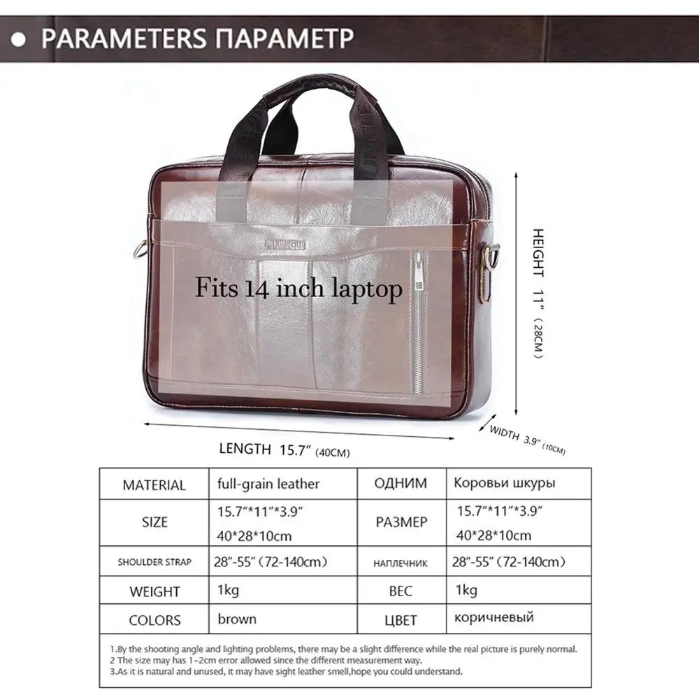 

Fashion Men Briefcase Genuine Leather Bussiness Handbag Laptop Messenger Bag Shoulder Crossbody Bags for Male Office Hand Tote
