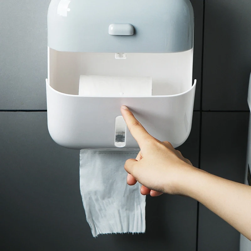 

Toilet Paper Holder Waterproof Wall Mounted Toilet Paper Tray Roll Paper Tube Storage Box Tray Tissue Box Shelf for Bathroom