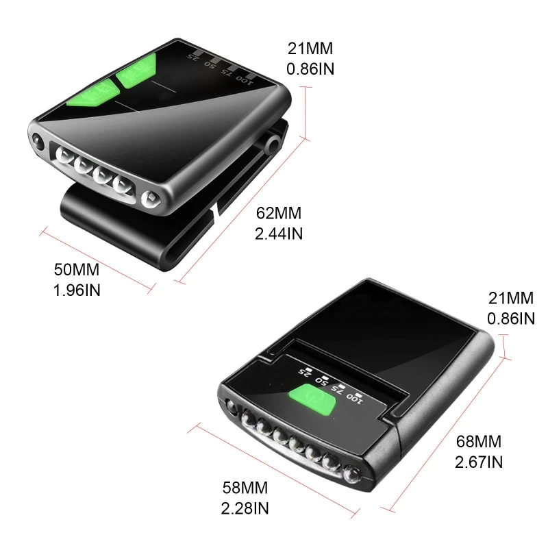 

Outdoor Sports USB Rechargeable Headlamp Night Fishing Cap Clip Headlight Battery Display Strong Multipurpose Lighting