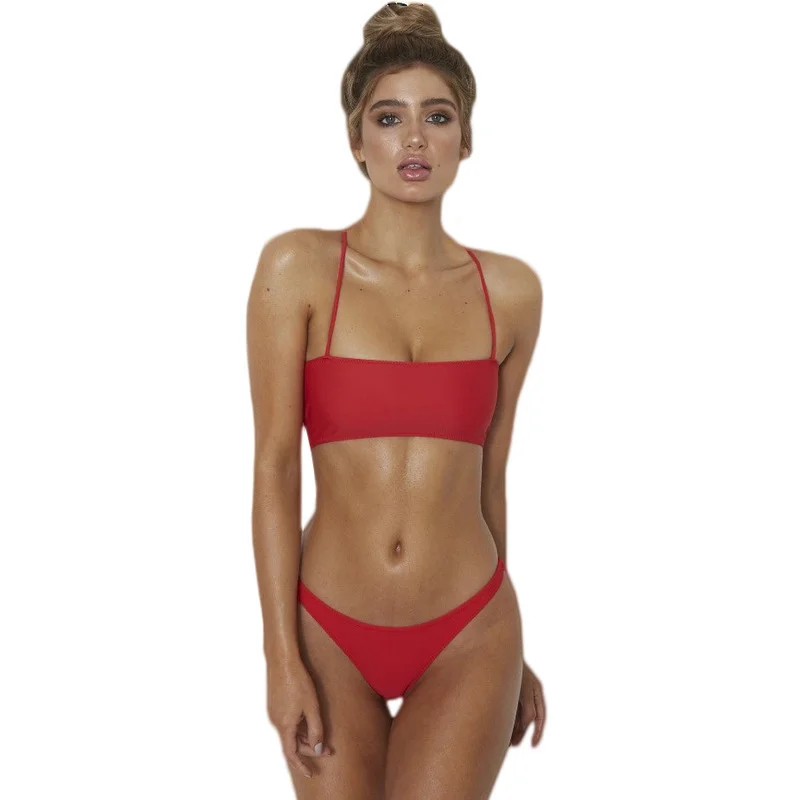 

Vintage Bandeau Bikini Fashion Women's Swimsuit Sexy Thong Bikinis Casual Beach Bathing Suit Brazilian Women Swimwear Crop Tops