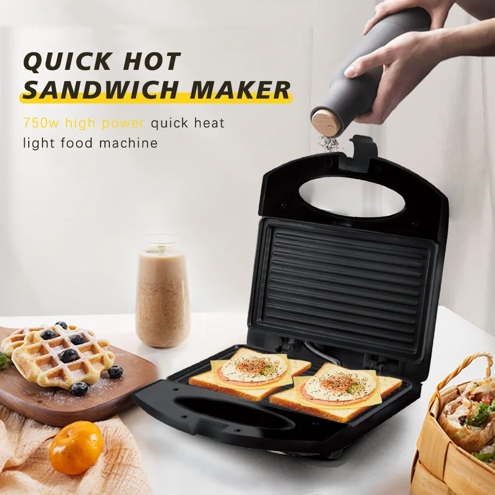 

Double-sided Heat Sandwich Maker Toaster Bread Oven Electric Grill Meat BBQ Steak Hamburger Breakfast Machine No-Stick Plate