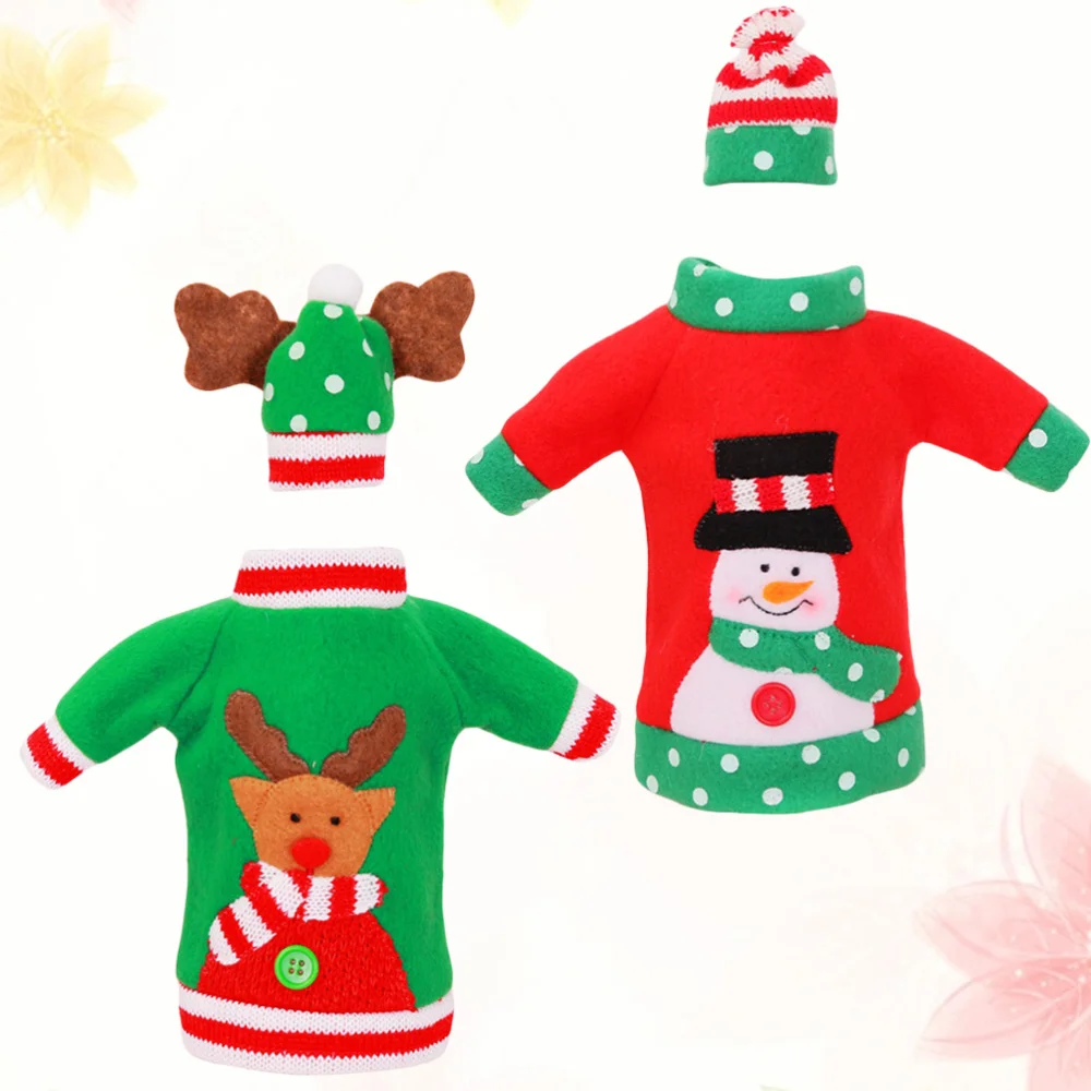 Рождественский комплект одежды из 2 предметов свитер на бутылку крышка