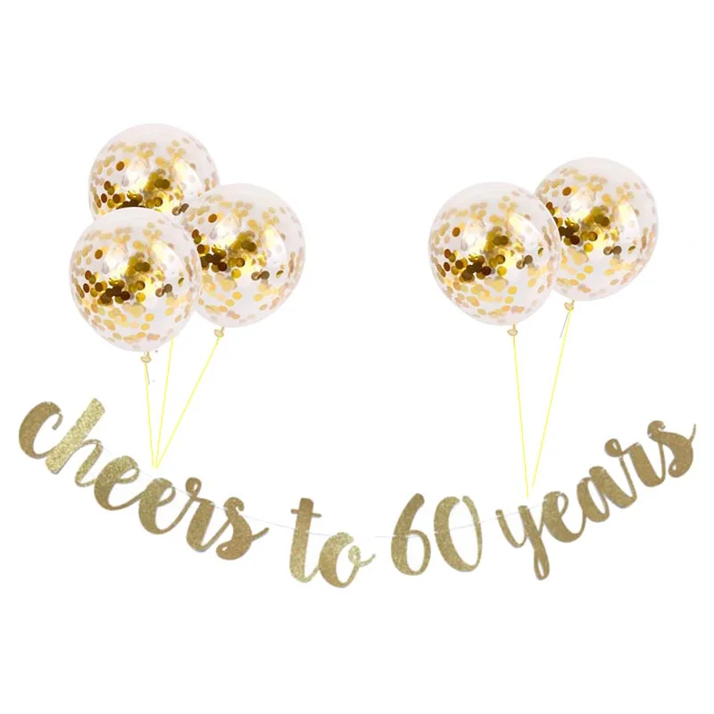 60 banner balloons 30th 40th 50th латексный воздушный шар "Конфетти" С Днем Рождения украшения для взрослых 30 40 50 60 лет с днем рождения - Цвет: 60 banner balloons