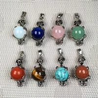 natural stones pendant vintage skull skeleton hold round stone beads pendants for jewelry making diy charm necklaces accessories