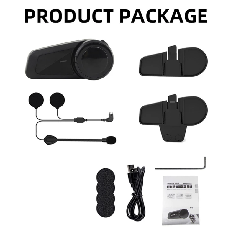 

Гарнитура для мотоциклетного шлема с Bluetooth 1000 м, полностью дуплексная беспроводная гарнитура H8WE