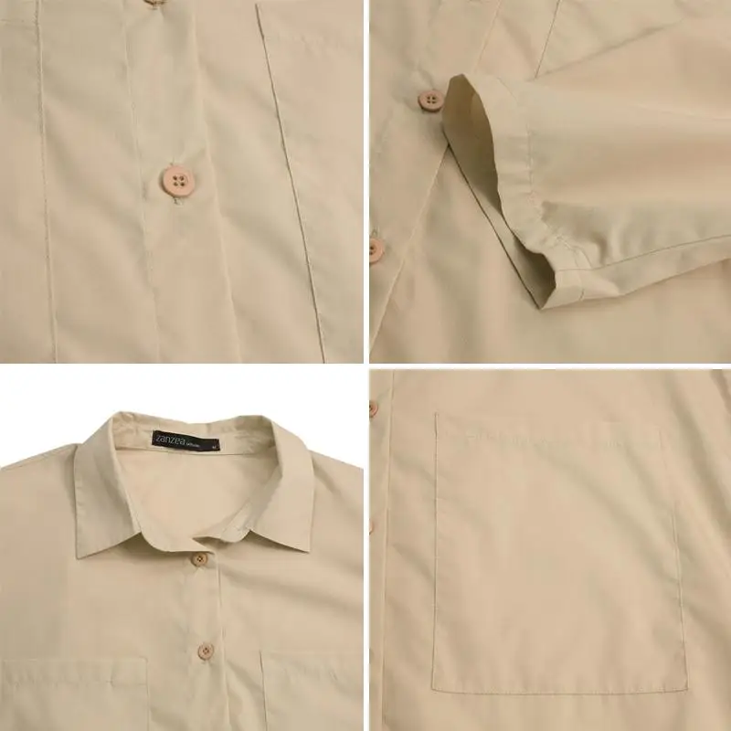 

ZANZEA Vintage Women Lapel Neck Solid Sundress Elegant Long Shirt Dress Robe Femme Long Sleeve Buttons Down Loose Casual Vestido