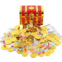 100pcs plastic pirate gold coins colorful gold treasure coins for play favor party supplies pirate party treasure hunt game