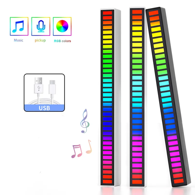 

2pcs LED Music Sound Control RGB Ambient Rhythm Light Backlight Colorful Night Light For Bar Car Home Decoration