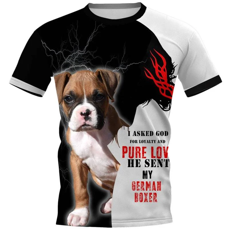 

CLOOCL Men's T-shirt Animal German Boxer 3D Print Dog Black Lightning Tee Shirt Clothing Unisex Short Sleeve Tops Drop shipping