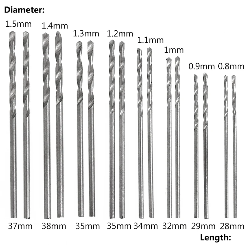 

2021 New Drop Shipping 16Pcs HSS White Steel Twist Drill Bit Set 0.8-1.5mm For Electric Grinding Drills