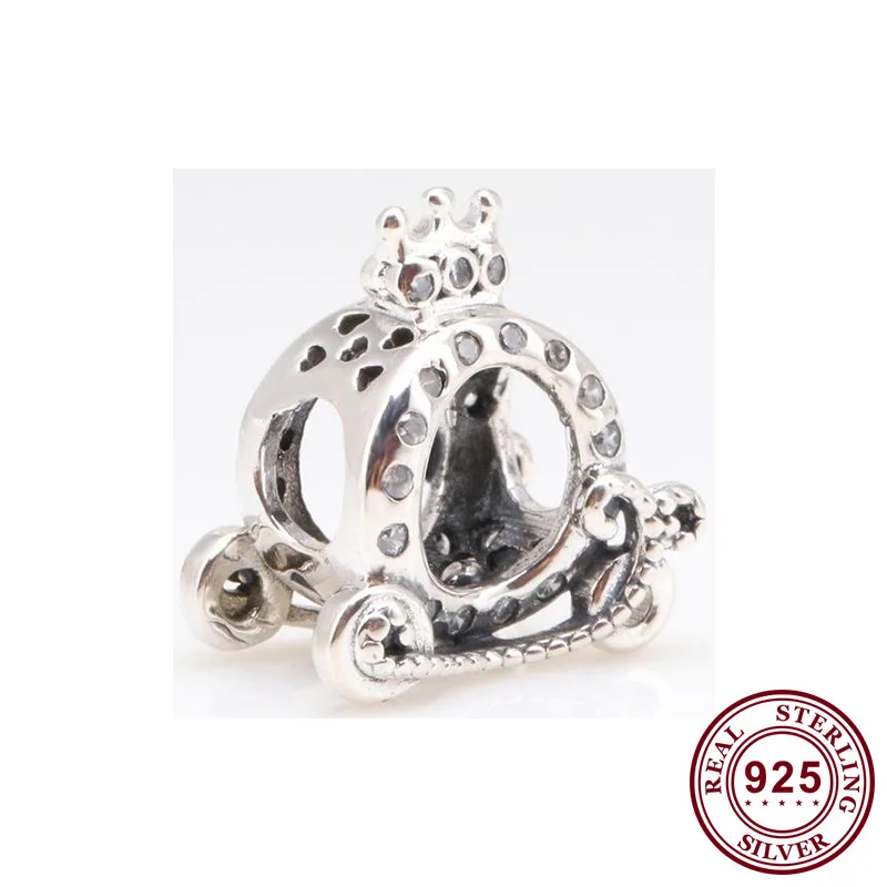 

Original 925 Sterling Silver Bead Shining Crown Pumpkin Carriage Beads Fit Pandora Women Bracelet & Necklace Diy Jewelry