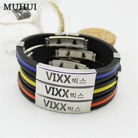 kpop vixx sport silicone titanium steel bracelets for women men jewelry couple bracelet pulseras