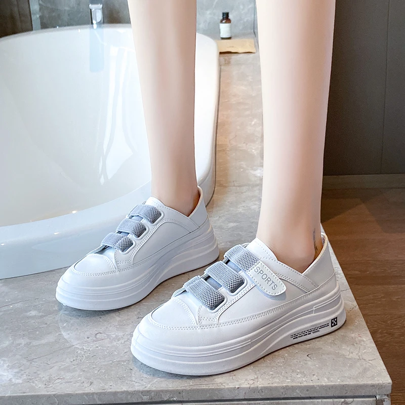 

Genuine Leather Casual Shoes Women Sneakers Girls Student Leisure Sneaker Woman Platform Vulcanized Shoe Breathable autumn Flats