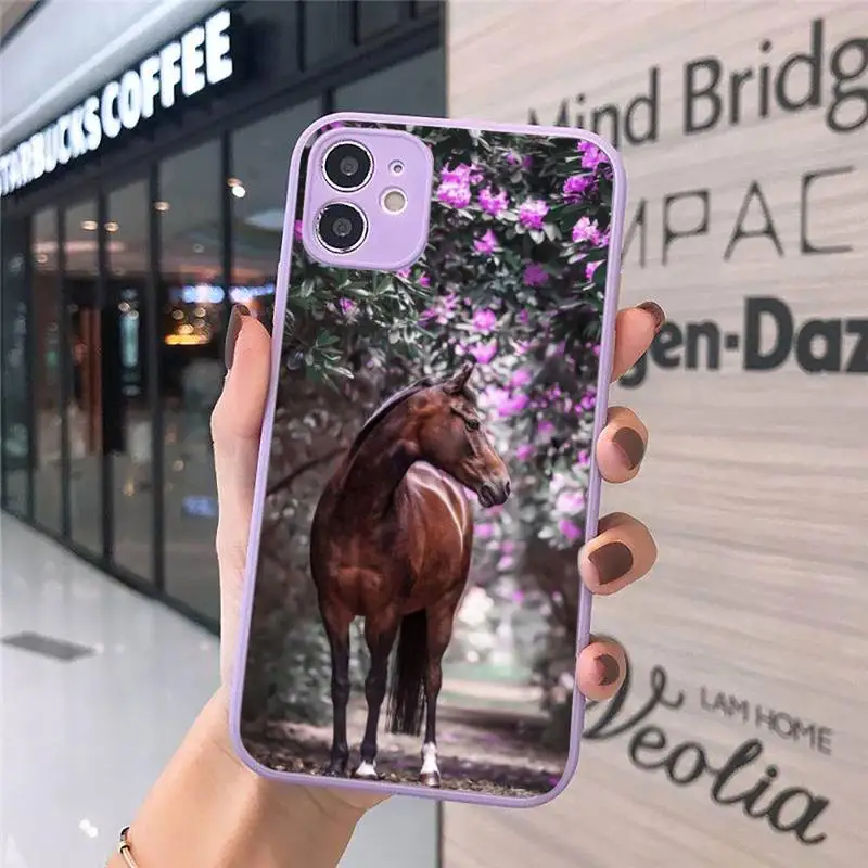 

Handsome Horse Animal Phone Case Matte Transparent for iPhone 7 8 11 12 s mini pro X XS XR MAX Plus cover funda shell
