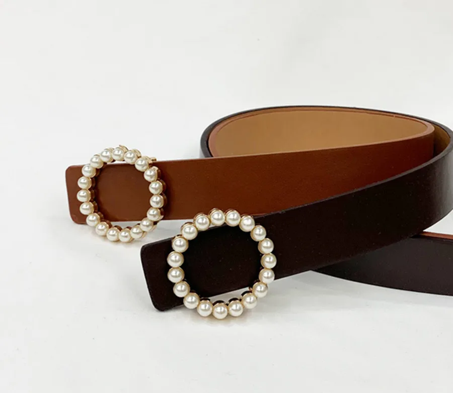 Новинка 2020 Модный женский пояс Корейская версия круглая инкрустация жемчужный с