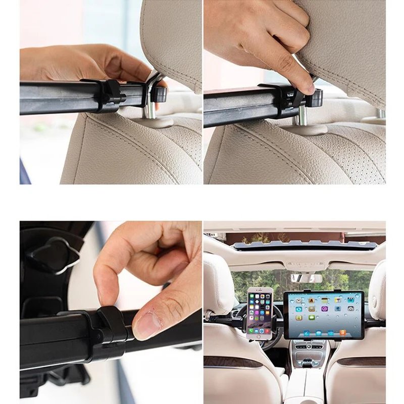 

Support Tablette Voiture Soporte Coche Car Back Seat Headrest Dual Mount Stand Uchwyt Samochodowy Universal 360degree Rotation