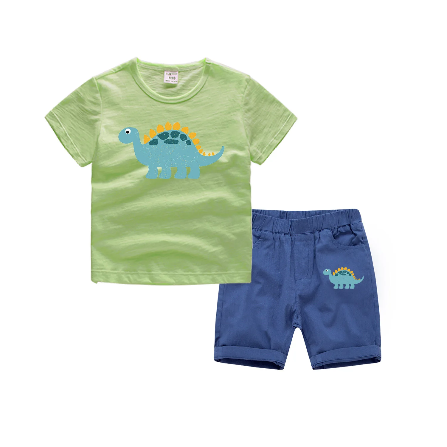 

Back To School Outfits Age For 2-12 Years Baby Boys T-Shirt+Shorts Casual Dinosaur Pattern Sets 2021 New Summer Children Clothes