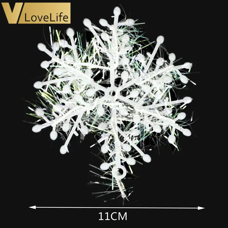 30 шт./лот 11 см Рождественское украшение белые снежинки пластиковые