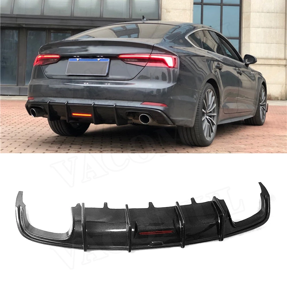 Углеродного волокна диффузор губа на задний бампер спойлер с светодиодный