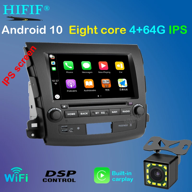 DSP Android 10 In Dash автомобильный стерео DVD-плеер GPS Carplay для Mitsubishi Outlander 2007-2012 Peugeot 4007/Citroen
