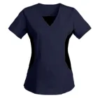 Женская Однотонная футболка с коротким рукавом, V-образным вырезом и карманами, 40 #