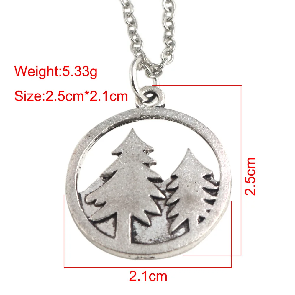 

2020 Wholesale Simple Ornaments Christmas Mountain Forest Inspirational Necklace Couple Pendant