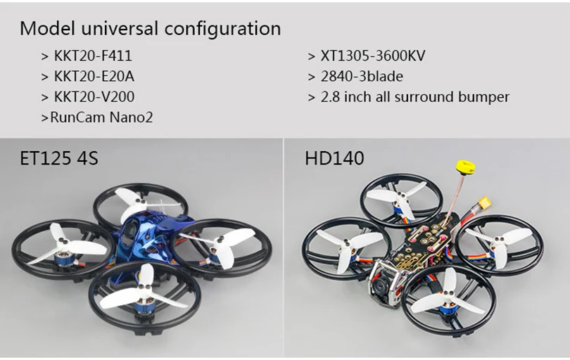 Гоночный Квадрокоптер LDARC ET125 с колесной базой 125 мм мотором XT1305 3600KV камера Nano2 AC2000