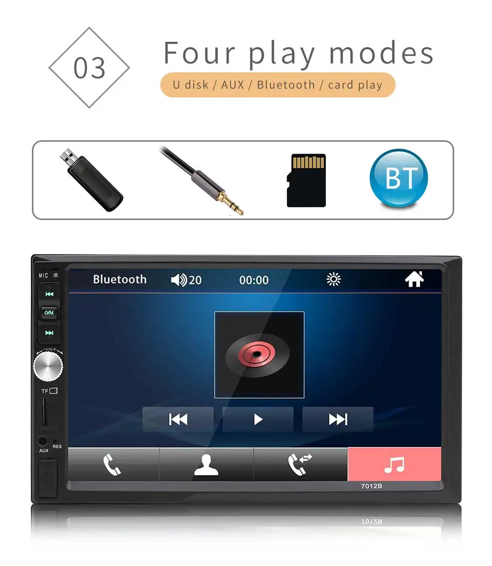 2 Din Автомобильный Радио Bluetooth мультимедийный плеер 7 &quotHD Touch MP5 USB Авто аудио