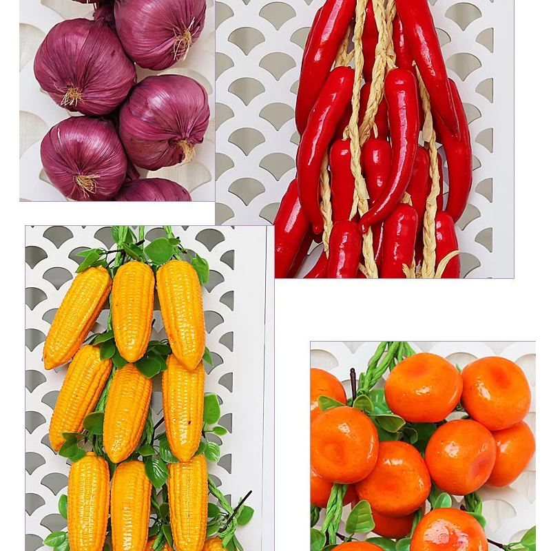 

Strongwell Simulation Green Fruit String Vegetable Skewers Home Wall Hanging Decorative Restaurant Wall Decoration