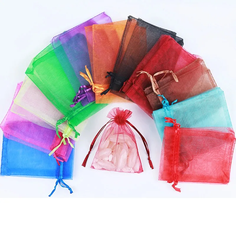 

10Pc 7 * 9Cm Solid Color Yarn Bag Beam Opening Gift Bag Organza Mesh Wedding Candy Bag Pearl Yarn Storage Bag