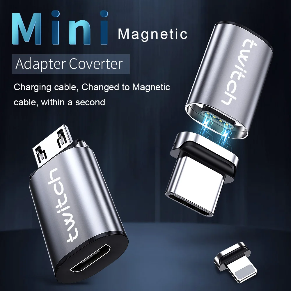 Twitch Magnetic Micro USB To USB C Magnet Adapter Microusb Connector for Iphone Xiaomi Huawei Samsung Magnetic Adapter Charging