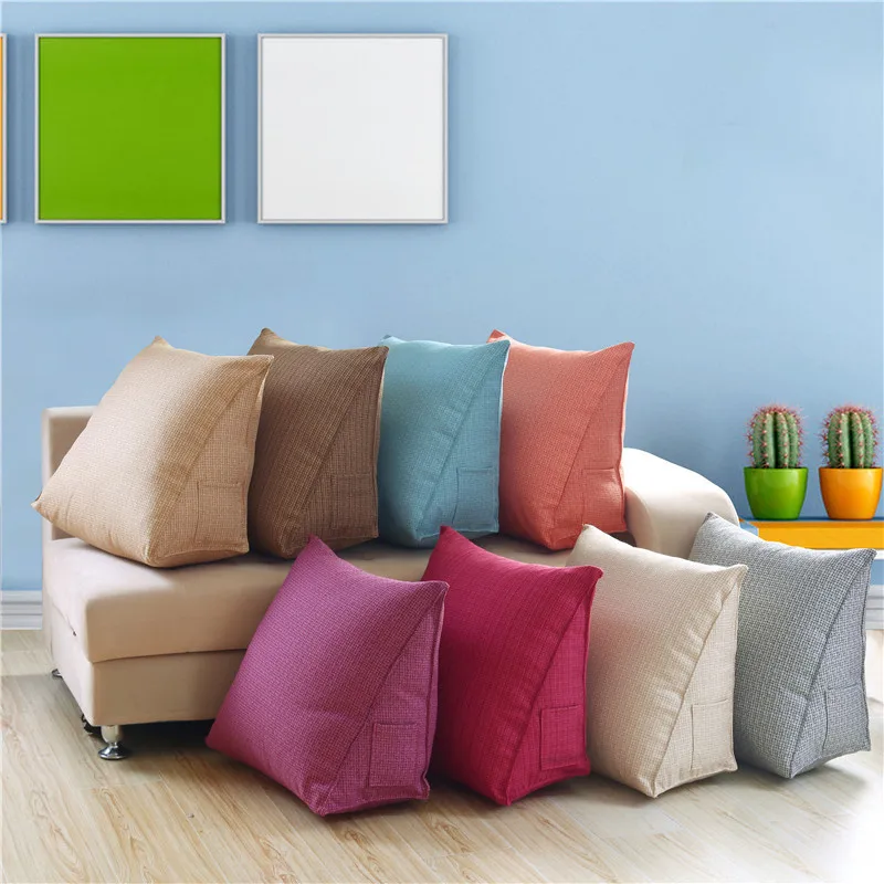 Заказная Подушка треугольная однотонная большая подушка хлопок пеньковая