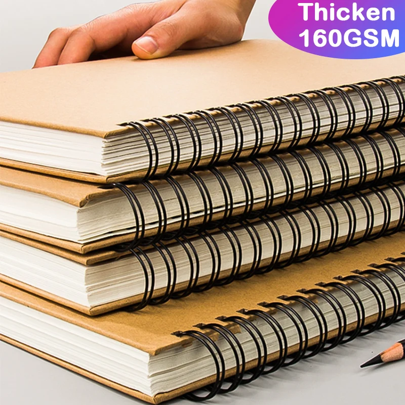 

Art Sketchbook Spiral Notebook 160GSM Kraft Paper School Supplies Pencil a5 drawing notepad journal notebook bullet notebook