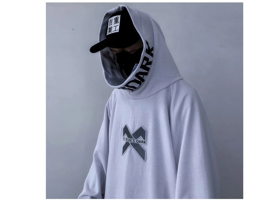 US Size Fish Hoody Tactics Sweatshirt Men's Hoodies Streetwear Harajuku Reflective Loose Sweatshirts Male Hip Hop DG416