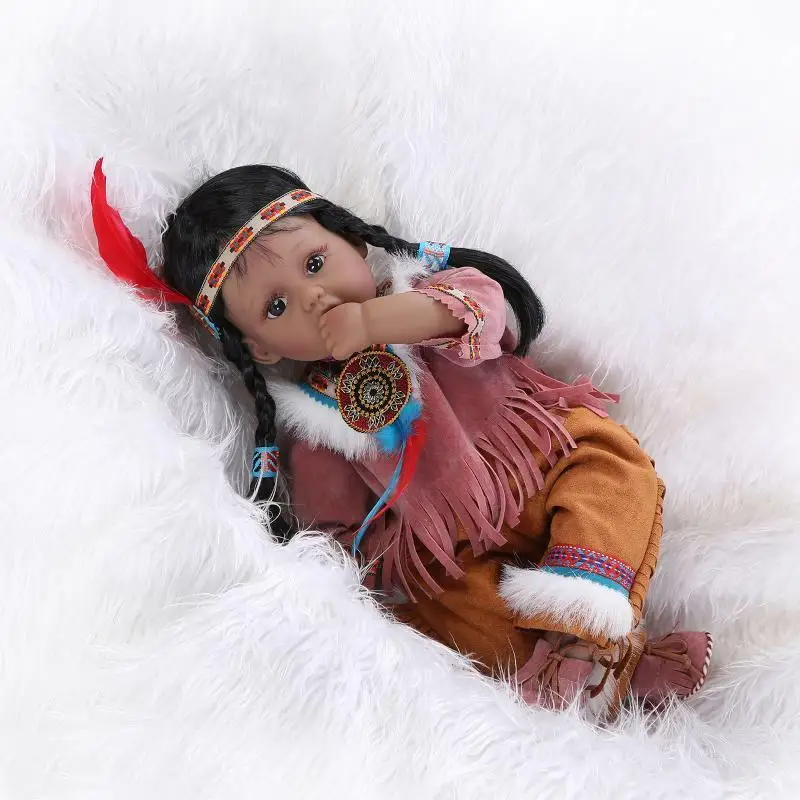 

20'' Reborn Baby Indian Girl Doll Soft Silicone Vinyl Lifelike Newborn Toy Gift Silicone Reborn Baby Dolls