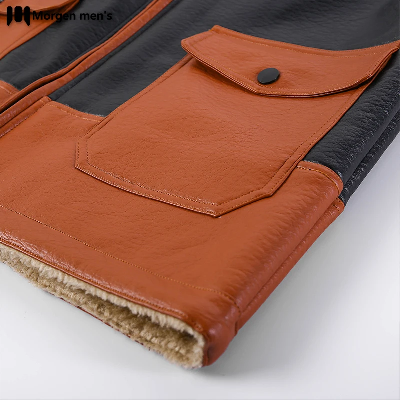 

Motorcycle Fashion Men's Jacket Stand Collar Zipper Pocket Men's Solid Color PU Coat Bicycle Hand Artificial Leather Coat