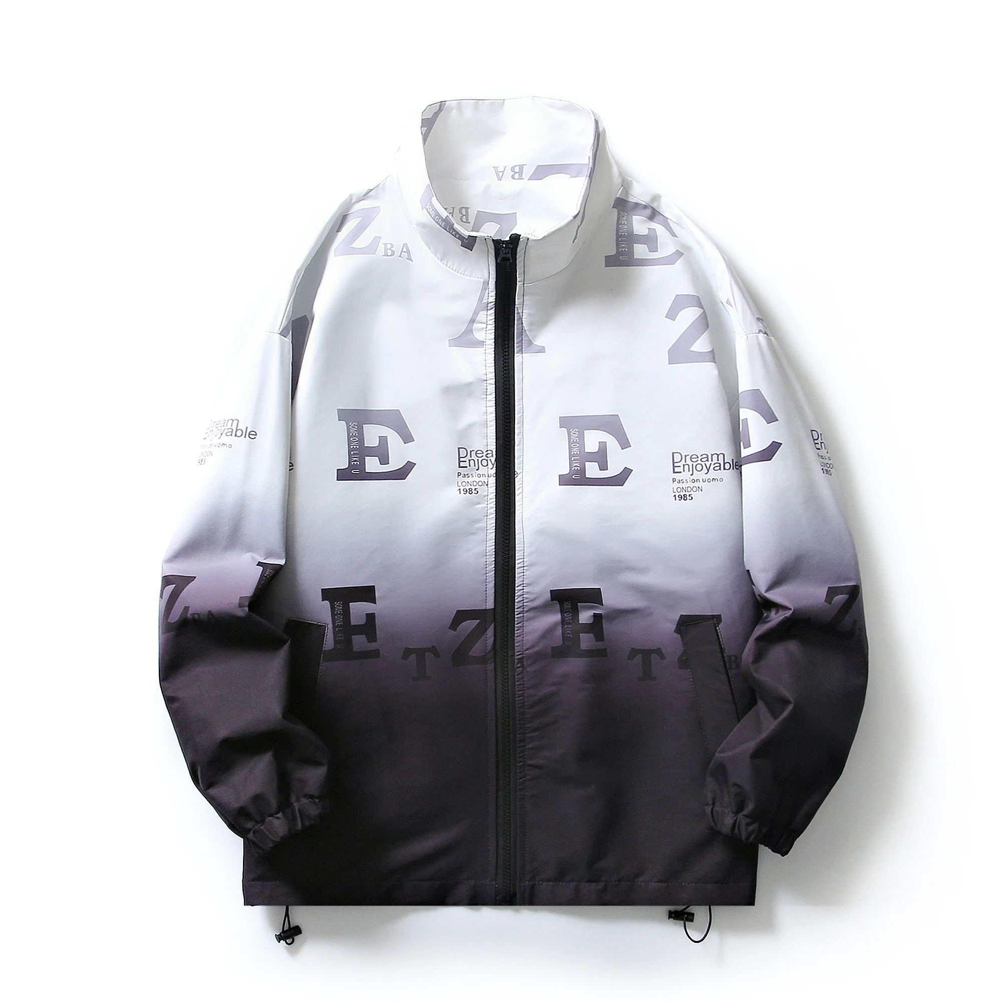 

New Spring Men Jacket Hip Hop Gradient color matching Jackets Windbreaker Streetwear Track Hipster Plus size 5XL