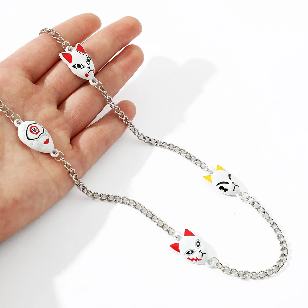 Japan Anime Demon Slayer Metal Necklace Fox Mask Neck Chain For Men Women Hip Hop Choker Film Jewelry Gift To Friends |