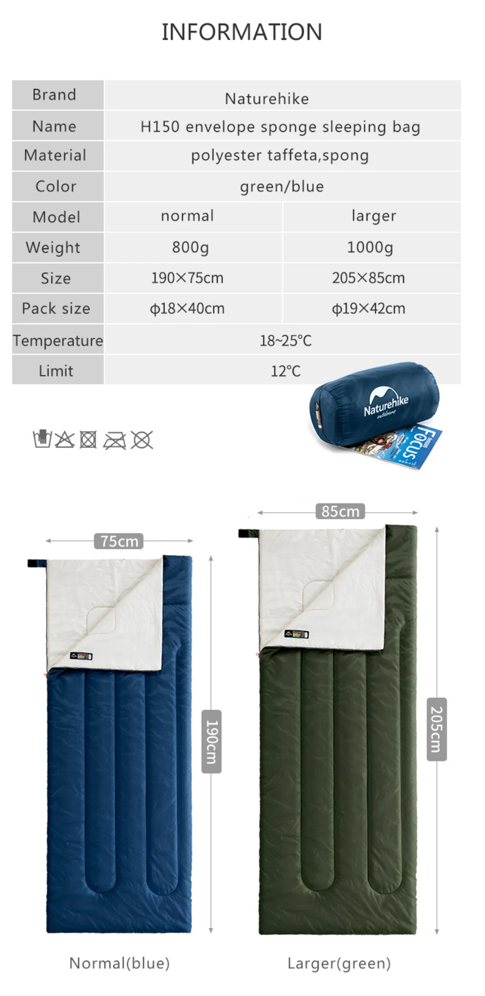 Naturehike Сверхлегкий портативный конверт хлопок открытый кемпинг спальный мешок NH19S015-D