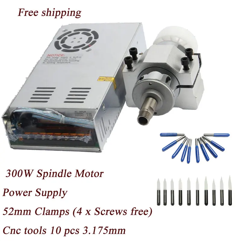 

Бесплатная доставка 0.3kw шпиндель с воздушным охлаждением ER11 патрон CNC 300W мотор шпинделя + 52 мм хомуты + двигатель источника питания для DIY фре...