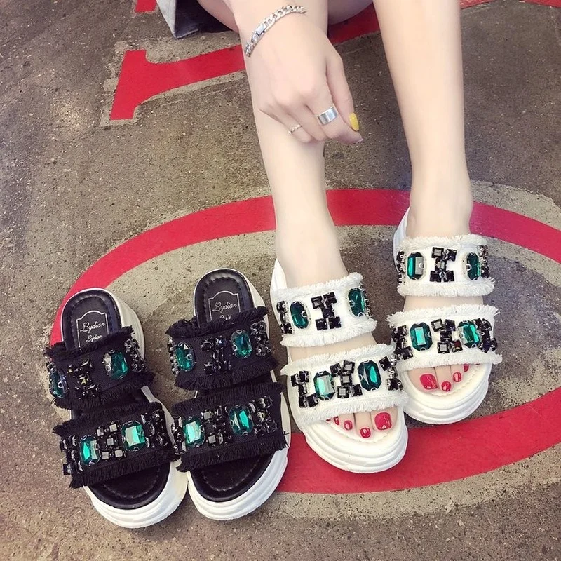 Толстая подошва Для женщин тапочки пляжная обувь сандалии на платформе Ladies