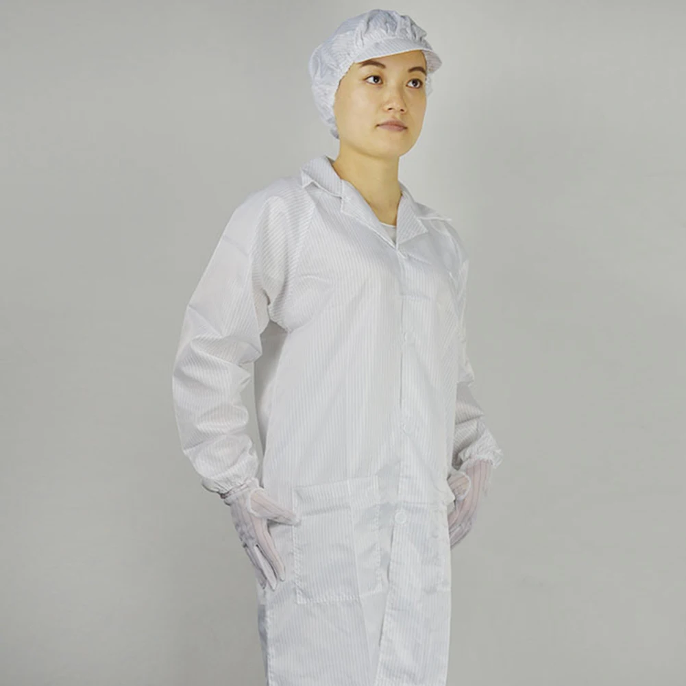 

Anti-static Smock Cleanroom Suit Overalls Dust-proof Lab Coat Isolation Gown Reusable Coveralls TC21