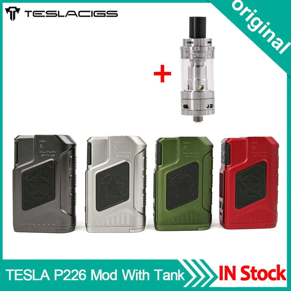 Бокс мод Teslacigs TESLA P226 TC 220 Вт режим KA Ti TCR с атомайзером Gemini 22 мм набор электронных