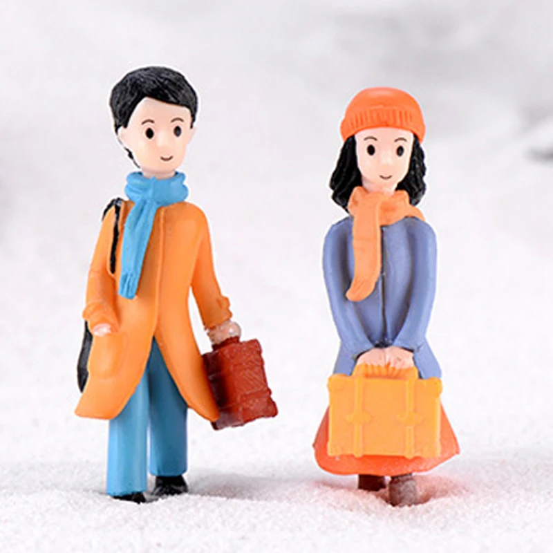 

2pcs/pair Lovers Couple Good Meet Girl Man Doll Toy Statue Figurine Ornament Miniatures Valentine's Day Gift Home Decoration