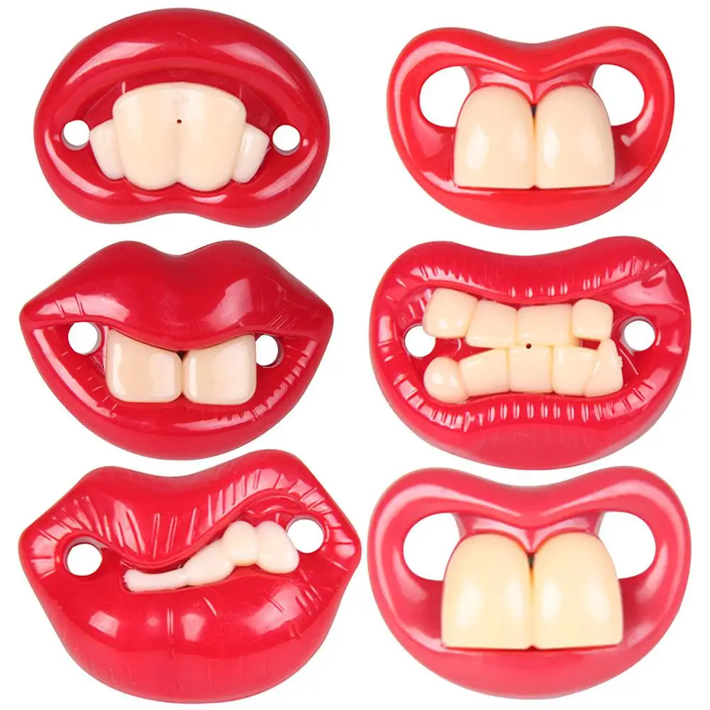 Забавные Buckteeth Big Mouth Соска пустышка соска детская на цепочке с прищепкой